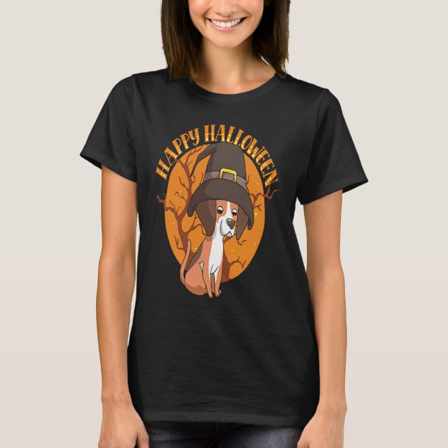 Camiseta Happy Halloween Beagle Witch Dog  Animal Halloween (Anverso)