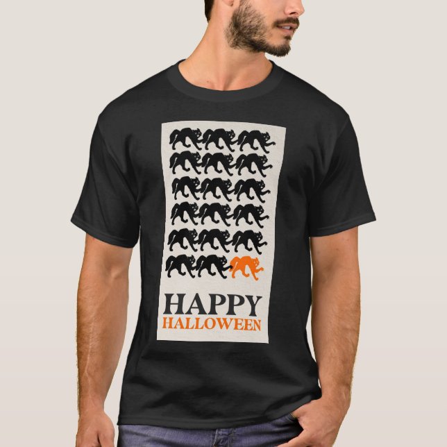 CAMISETA HAPPY HALLOWEEN BLACK CAT (Anverso)