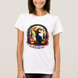 Camiseta "Happy Halloween" Black Cat & Moon Shirt