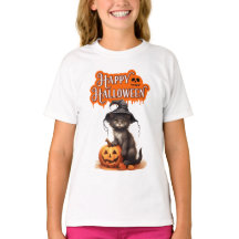 Happy Halloween Cat T-Shirt – Cute Black Cat Desig
