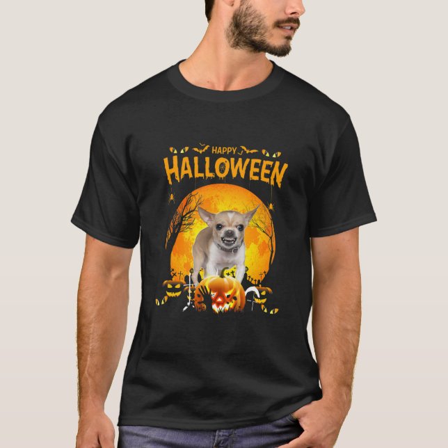 Camiseta Happy Halloween Chihuahua Dog Pumpkin Costumes (Anverso)