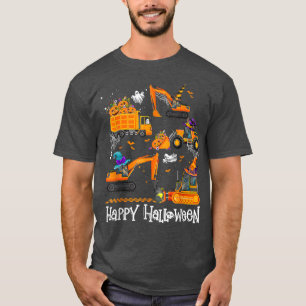 Camiseta Happy Halloween Crane Truck Construction Pumpkin B