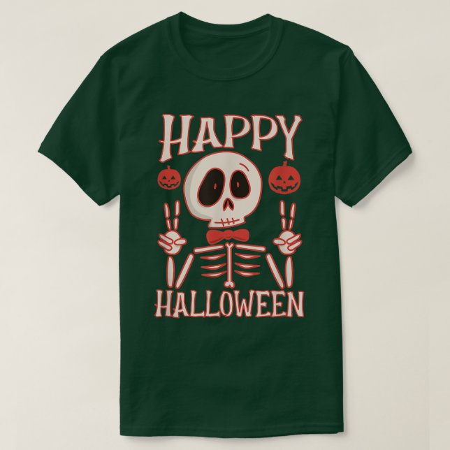Camiseta Happy Halloween Creepy Skeleton Pumpkins Party Cos (Diseño del anverso)
