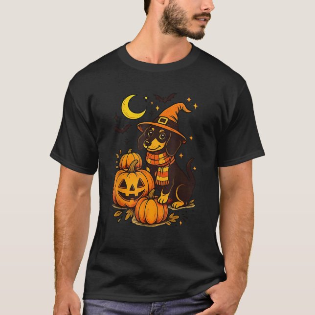 Camiseta Happy Halloween Dachshund Pet Owner Holiday Wiener (Anverso)