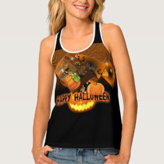 Camiseta happy halloween en negro y naranja