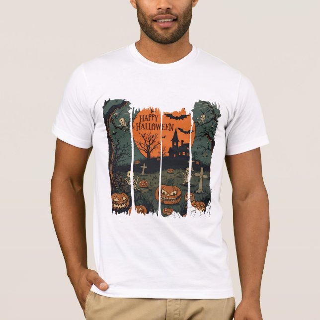 Camiseta Happy Halloween Esqueletos Danzantes (Anverso)