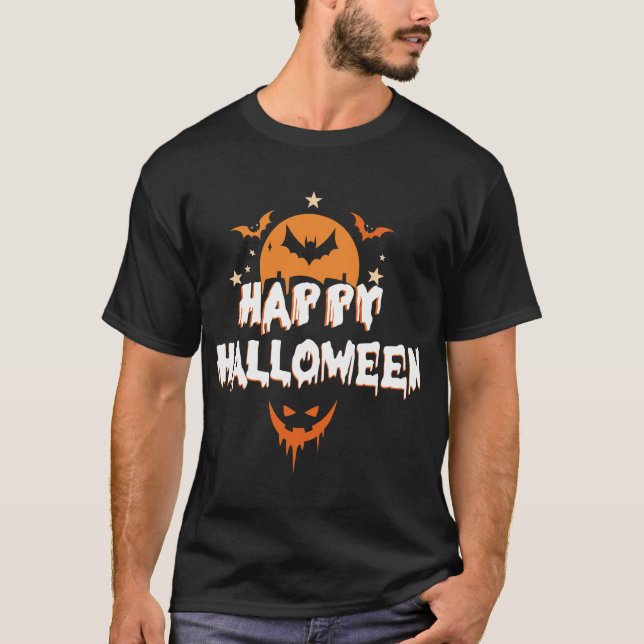 Camiseta Happy Halloween Funny Skeleton Dinosaur T-Rex Hall (Anverso)