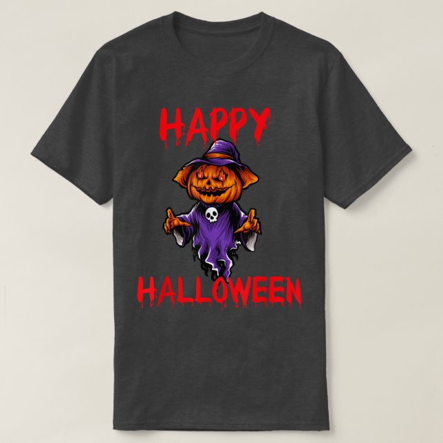 Camiseta Happy Halloween Ghost Jack O Lantern Pumpkin Scary (Diseño del anverso)