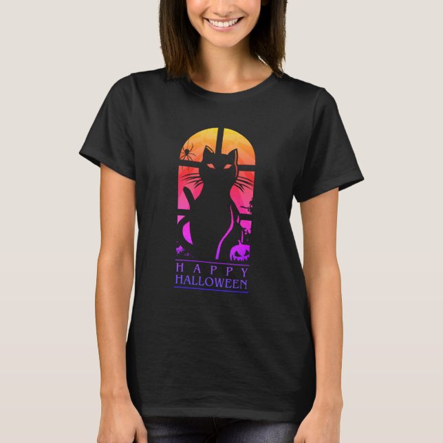 CAMISETA HAPPY HALLOWEEN HORROR CAT (Anverso)