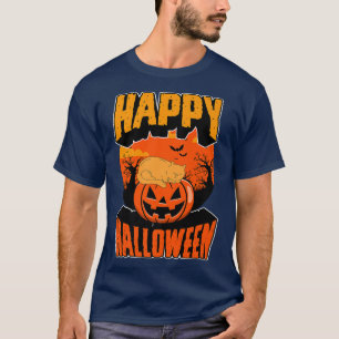Camiseta Happy Halloween Party Cute Napping Peaceful Cat Pu