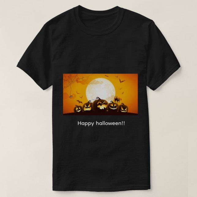 Camiseta Happy Halloween Pumkins T-Shirt (Diseño del anverso)