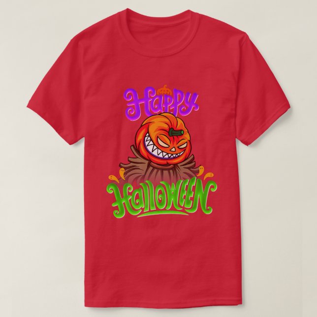Camiseta Happy Halloween Spooky Pumpkin Jack O Lantern  (Diseño del anverso)