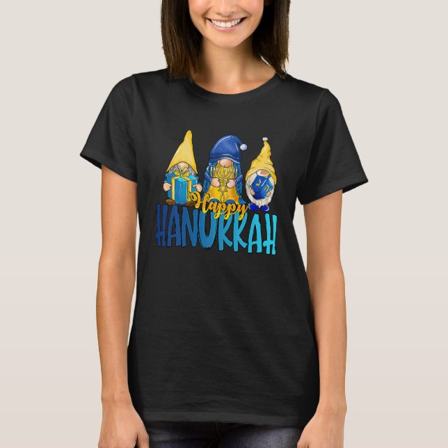 Camiseta Happy Hanukkah 2022 Gnome Menorah Dreidel Ugly Chr (Anverso)