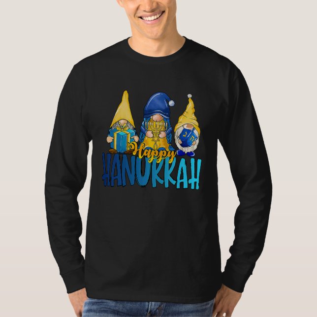 Camiseta Happy Hanukkah 2022 Gnome Menorah Dreidel Ugly Chr (Anverso)