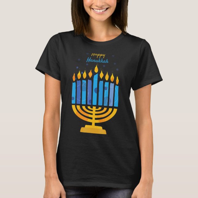 Camiseta Happy Hanukkah Candles Menorah Jewish Hanukkah 202 (Anverso)