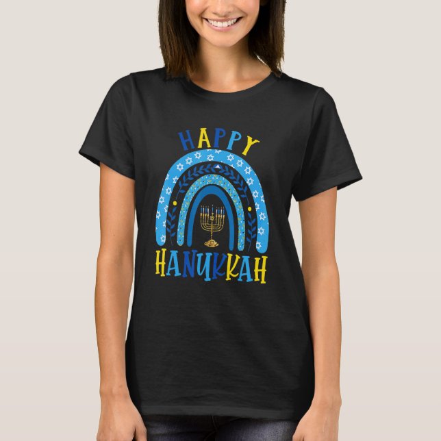 Camiseta Happy Hanukkah Chanukah Rainbow Menorah Jewish Hol (Anverso)