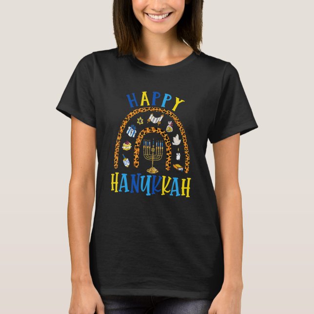 Camiseta Happy Hanukkah Chanukah Rainbow Menorah Jewish Hol (Anverso)