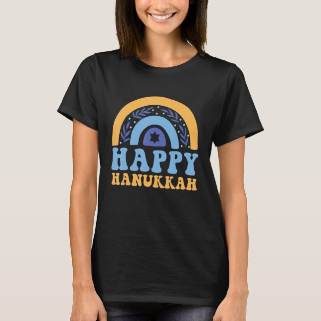 Camiseta Happy Hanukkah Chanukah Rainbow Menorah Jewish Hol (Anverso)