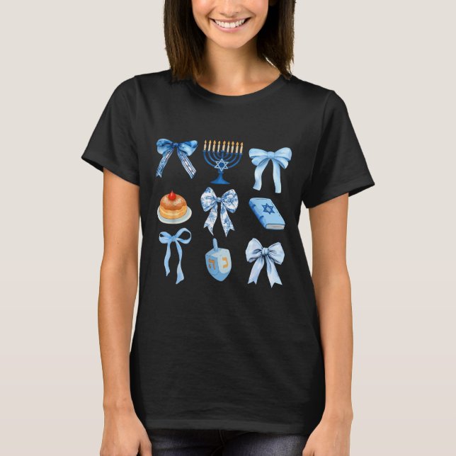 Camiseta Happy Hanukkah Coquette Bow Chanukah Jewish Women  (Anverso)