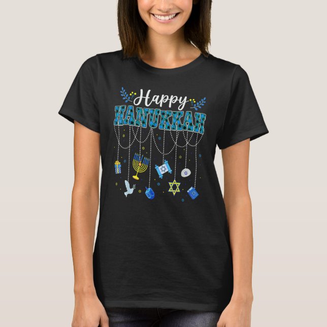 Camiseta Happy Hanukkah Decorations Dreidel Menorah Chanuka (Anverso)