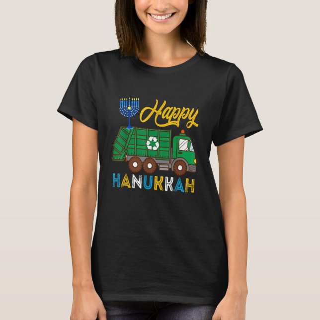 Camiseta Happy Hanukkah Garbage Truck Carrying Jewish Menor (Anverso)