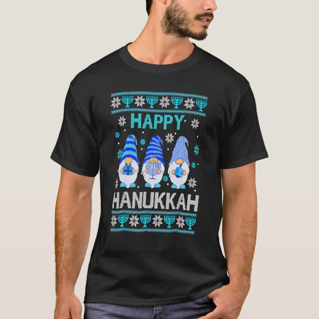 Camiseta Happy Hanukkah Gnome Gnomies Menorah Pajama Ugly 4 (Anverso)