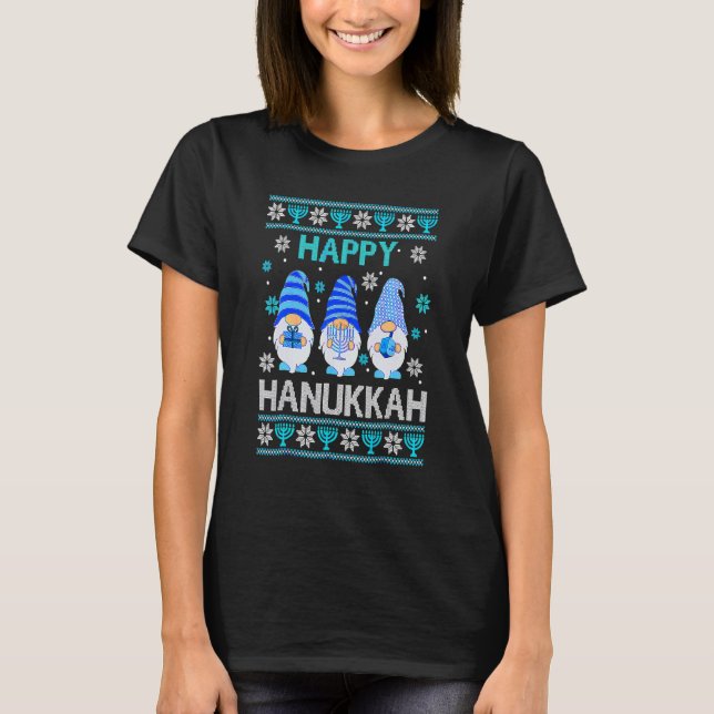 Camiseta Happy Hanukkah Gnome Gnomies Menorah Pajama Ugly 7 (Anverso)