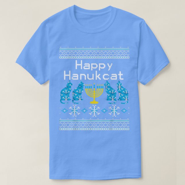 Camiseta Happy Hanukkah Hanukcat Cat Lover  (Diseño del anverso)