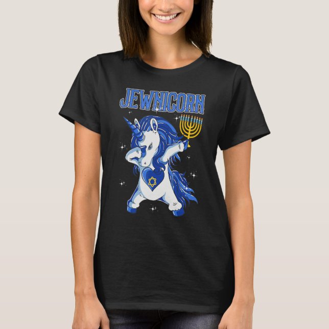 Camiseta Happy Hanukkah Jewnicorn Dabbing Unicorn Christmas (Anverso)