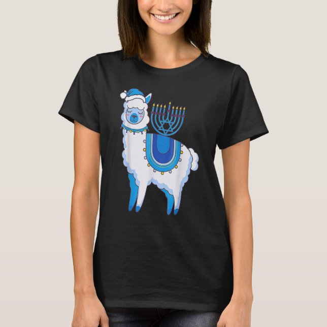 Camiseta Happy Hanukkah Llamakkah Llama Menorah Alpaca Jewi (Anverso)