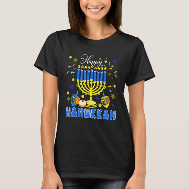 Camiseta Happy Hanukkah Menorah Dreidel Proud Jewish Family (Anverso)