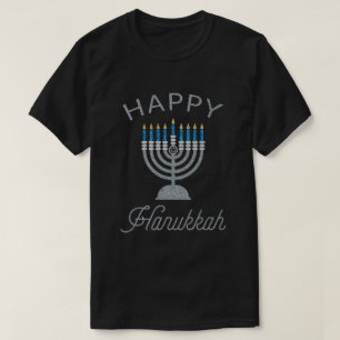 Camiseta Happy Hanukkah Menorah Purpurina T-Shirt