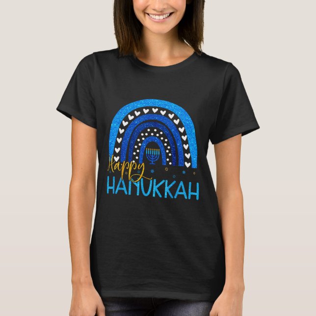 Camiseta Happy Hanukkah Menorah Rainbow Jewish Gift Women K (Anverso)