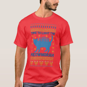 Camiseta Happy Hanukkah Meownorah Jewish Cat Menorah Funny 