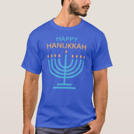 Camiseta Happy Hanukkah Minimalist Blue Family Holiday