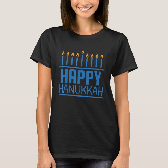 Camiseta Happy Hanukkah Shirt Women Men Kids Jewish Menorah (Anverso)