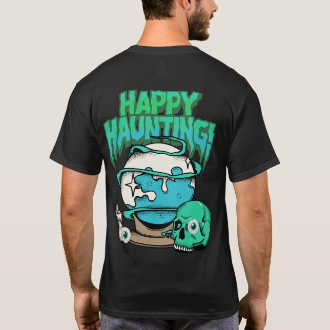 Camiseta "Happy Haunting" Halloween T-Shirt – Fun & Spooky  (Reverso)
