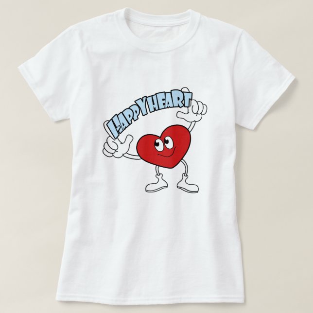 Camiseta Happy Heart T-shirt – Cute Cartoon Love Design (Diseño del anverso)