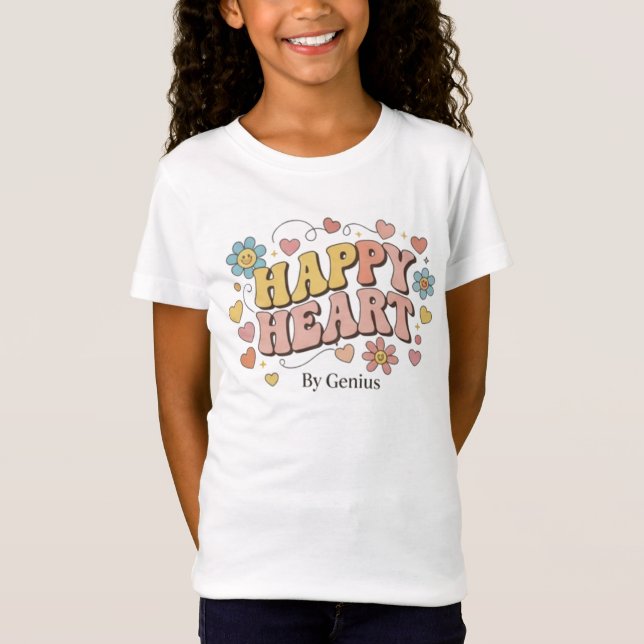 Camiseta Happy Heart T-Shirt, Groovy Retro 70s Positive Quo (Anverso)