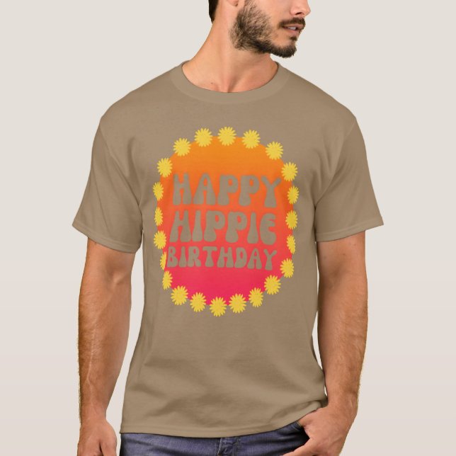 Camiseta Happy Hippie Birthday 60s 70s Hippie Peace Love gi (Anverso)