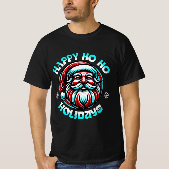 Camiseta Happy Ho Ho Holidays – Cheerful Santa Design (Anverso)