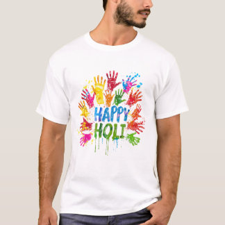 Camiseta Happy Holi Colorful Hands | Celebración de la Indi
