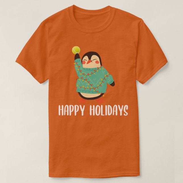 Camiseta Happy Holidays Christmas Penguin Tennis Player Spo (Diseño del anverso)
