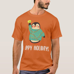 Camiseta Happy Holidays Christmas Penguin Tennis Player Spo