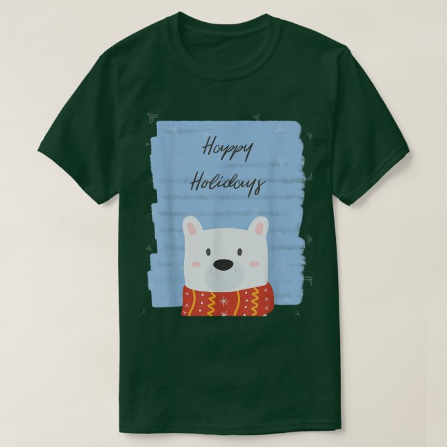 Camiseta Happy Holidays Cute Polar Bear  (Diseño del anverso)