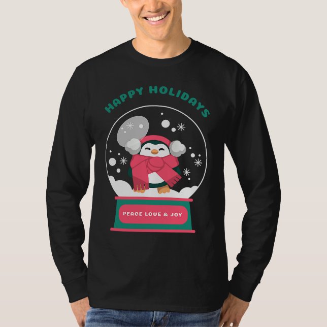 Camiseta Happy Holidays Peace Love and Joy (Anverso)