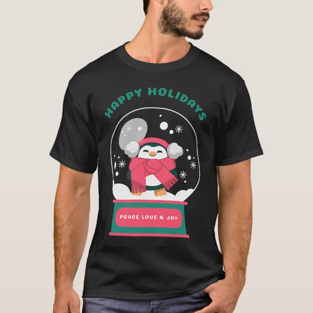 Camiseta Happy Holidays Peace Love and Joy (Anverso)