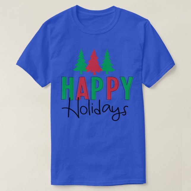Camiseta Happy Holidays Retro Christmas Trees  (Diseño del anverso)