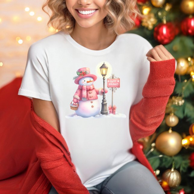 Camiseta Happy Holidays Snowman T-shirt (Personalize this cute Happy Holiday Snowman t-shirt. )