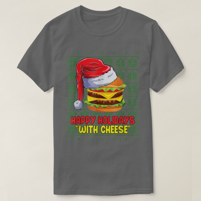 Camiseta Happy Holidays With Cheese Burger Christmas Ugly S (Diseño del anverso)